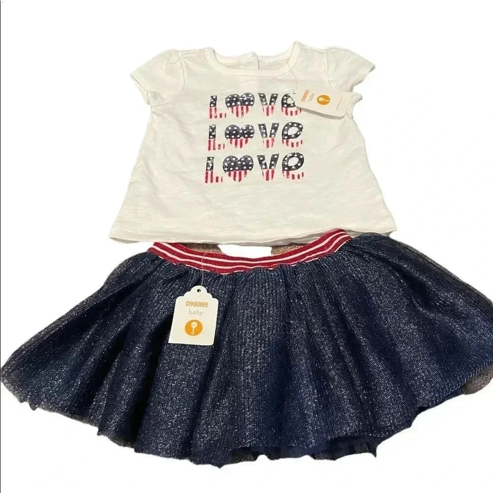 Gymboree Baby American Flag LOVE Tutu and Top Set